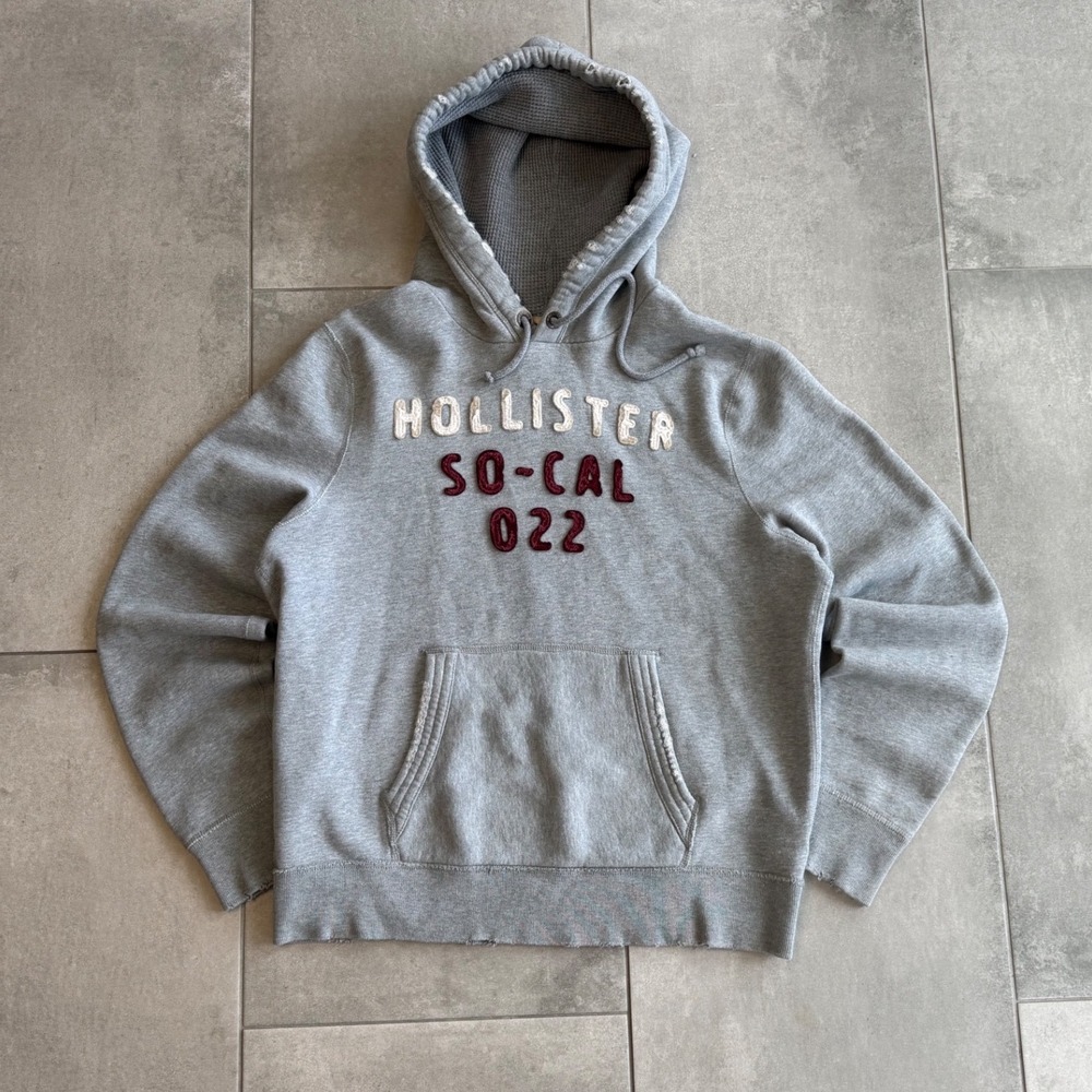 Vintage Hollister So-Cal 022 Hoodie Gray Y2K Surf Distressed (Measures Large)